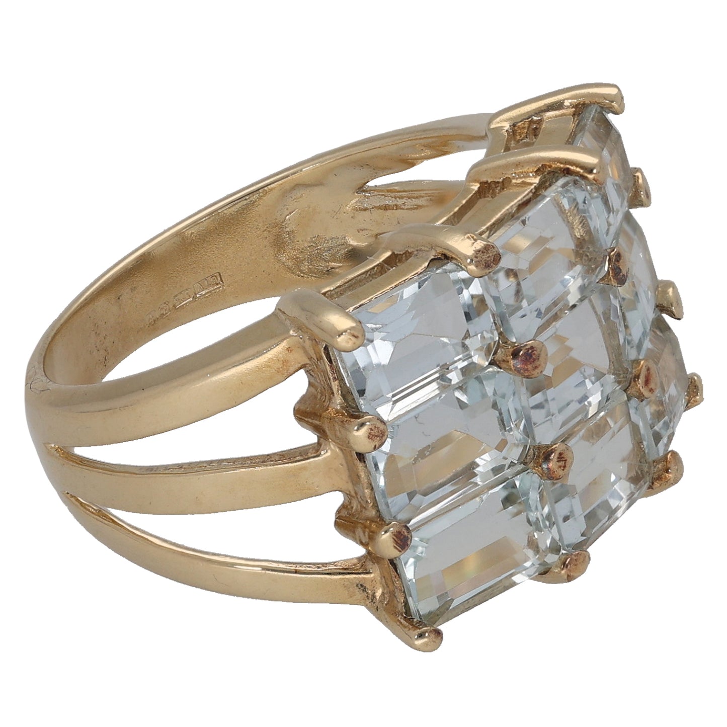 9ct Gold Aquamarine Dress/Cocktail Ring Size M