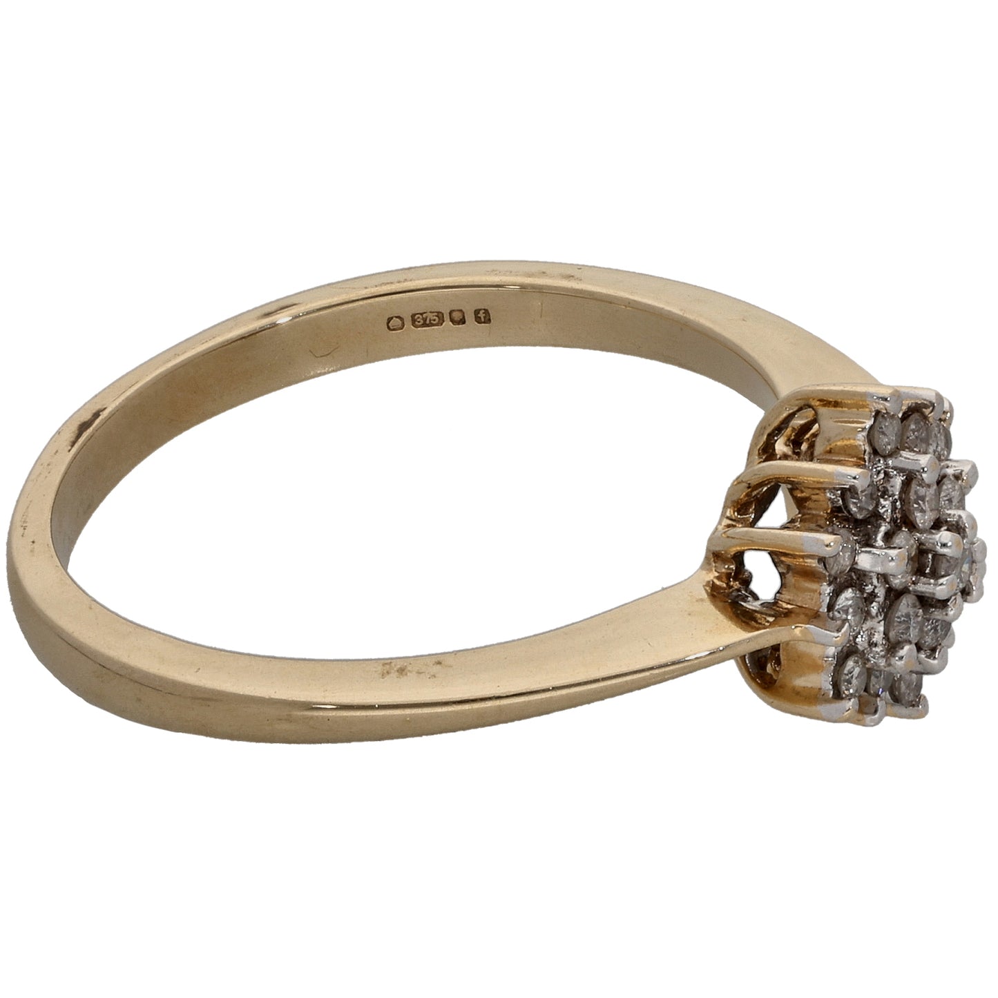 9ct Gold 0.095ct Diamond Cluster Ring Size S