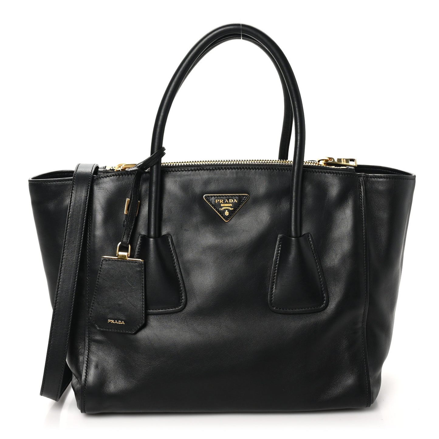 Prada Vitello Soft Twin Pocket Tote - Black
