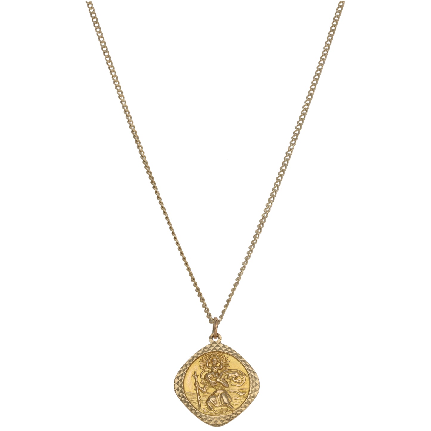9ct Gold St Christopher Pendant With Chain