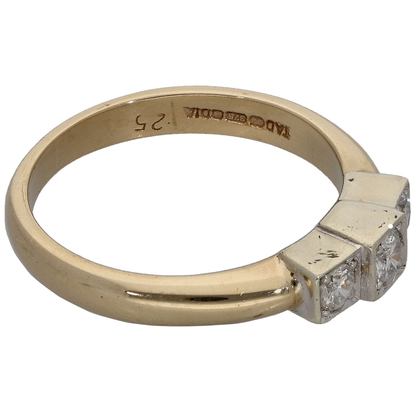 9ct Gold 0.25ct Diamond Trilogy Ring Size K
