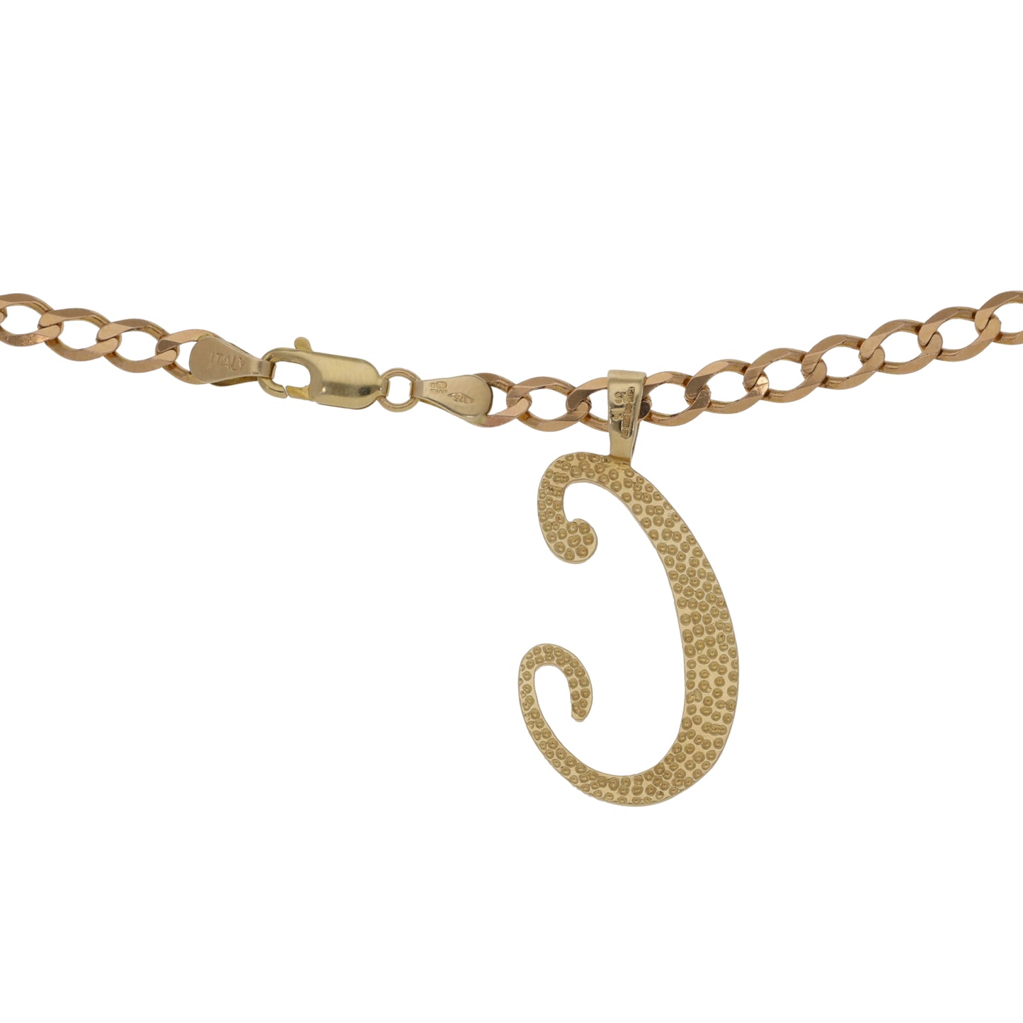 9ct Gold Initial C Pendant With Chain