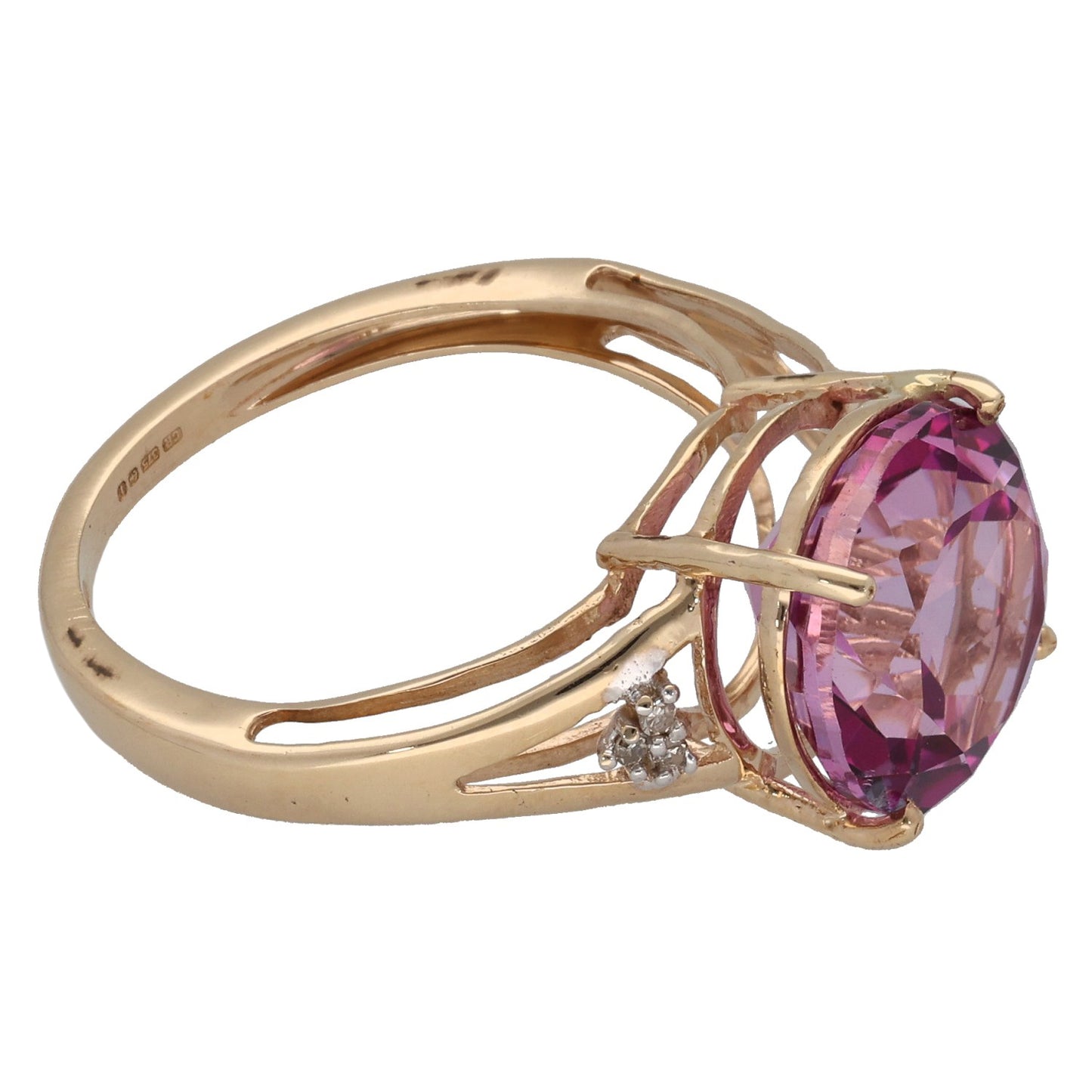 9ct Gold Coated Topaz & 0.03ct Diamond Dress/Cocktail Ring Size O