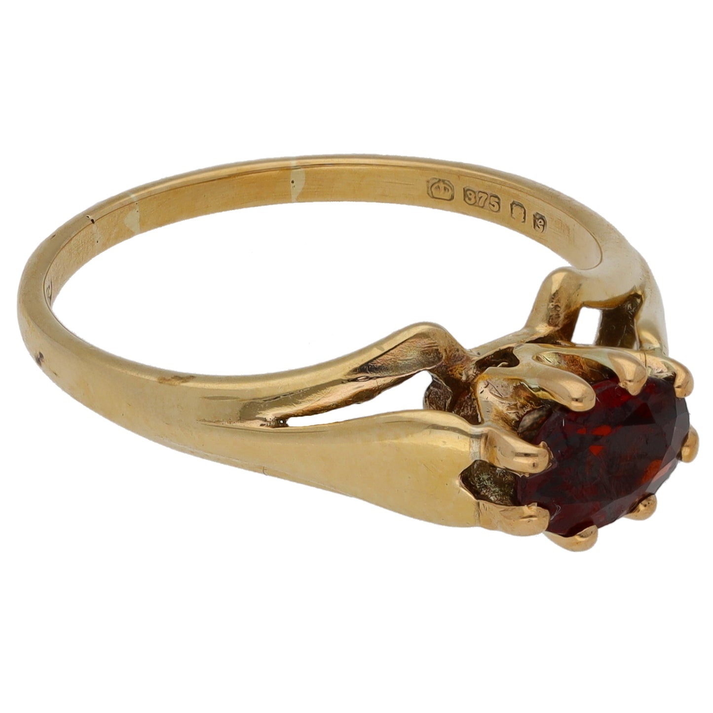 9ct Gold Garnet Single Stone Ring Size O