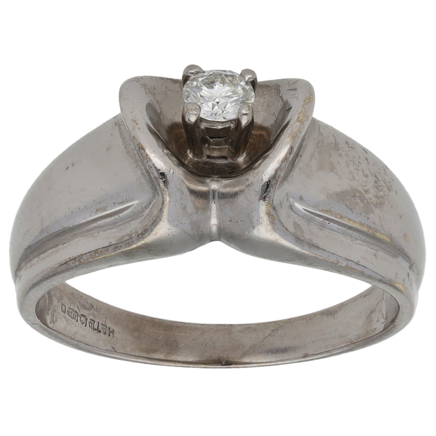 9ct White Gold 0.12ct Diamond Solitaire Ring Size L