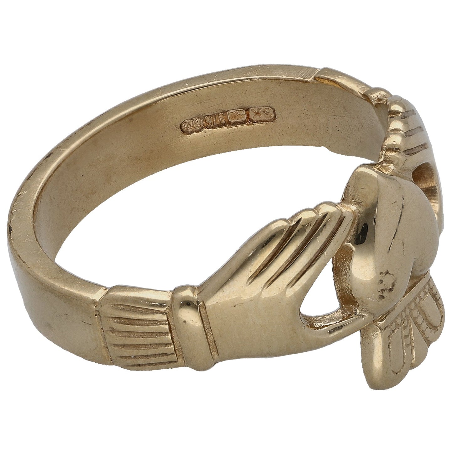 9ct Gold Claddagh Ring Size U