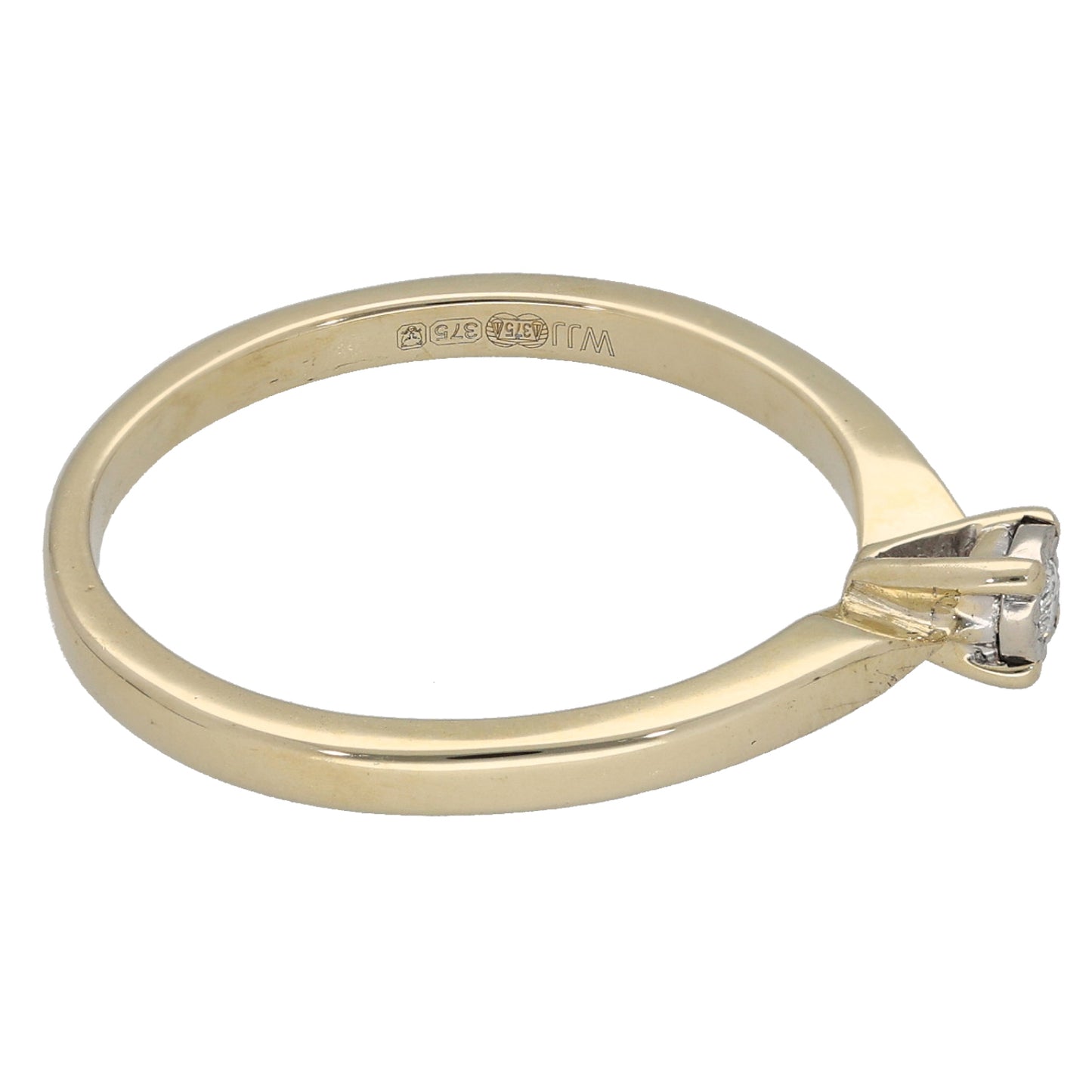9ct Gold 0.03ct Diamond Solitaire Ring Size N