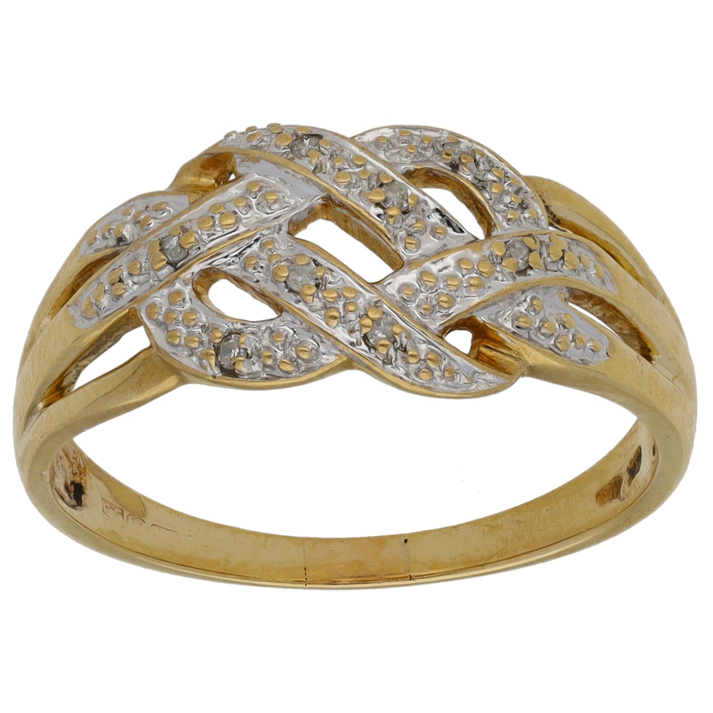 9ct Gold 0.045ct Diamond Alternative Ring Size R