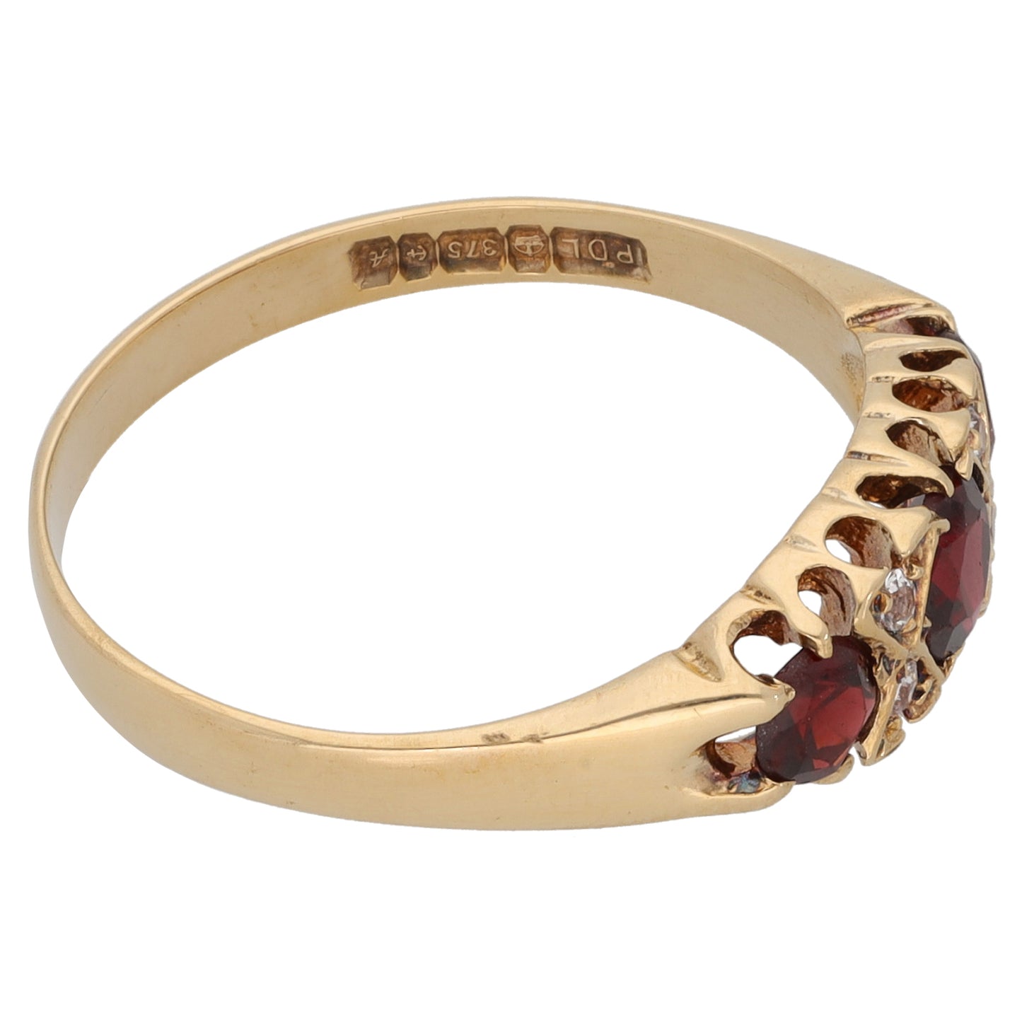 9ct Gold Garnet & Cubic Zirconia Dress/Cocktail Ring Size S