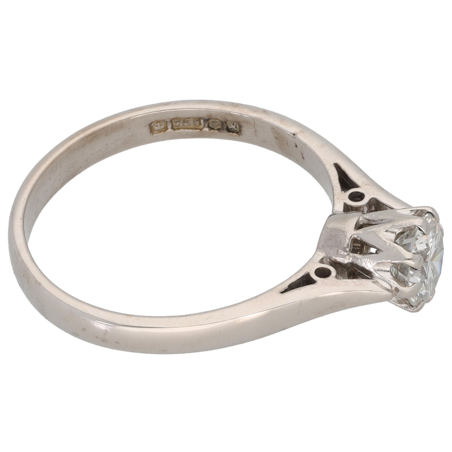 18ct White Gold 0.50ct Diamond Solitaire Ring Size M