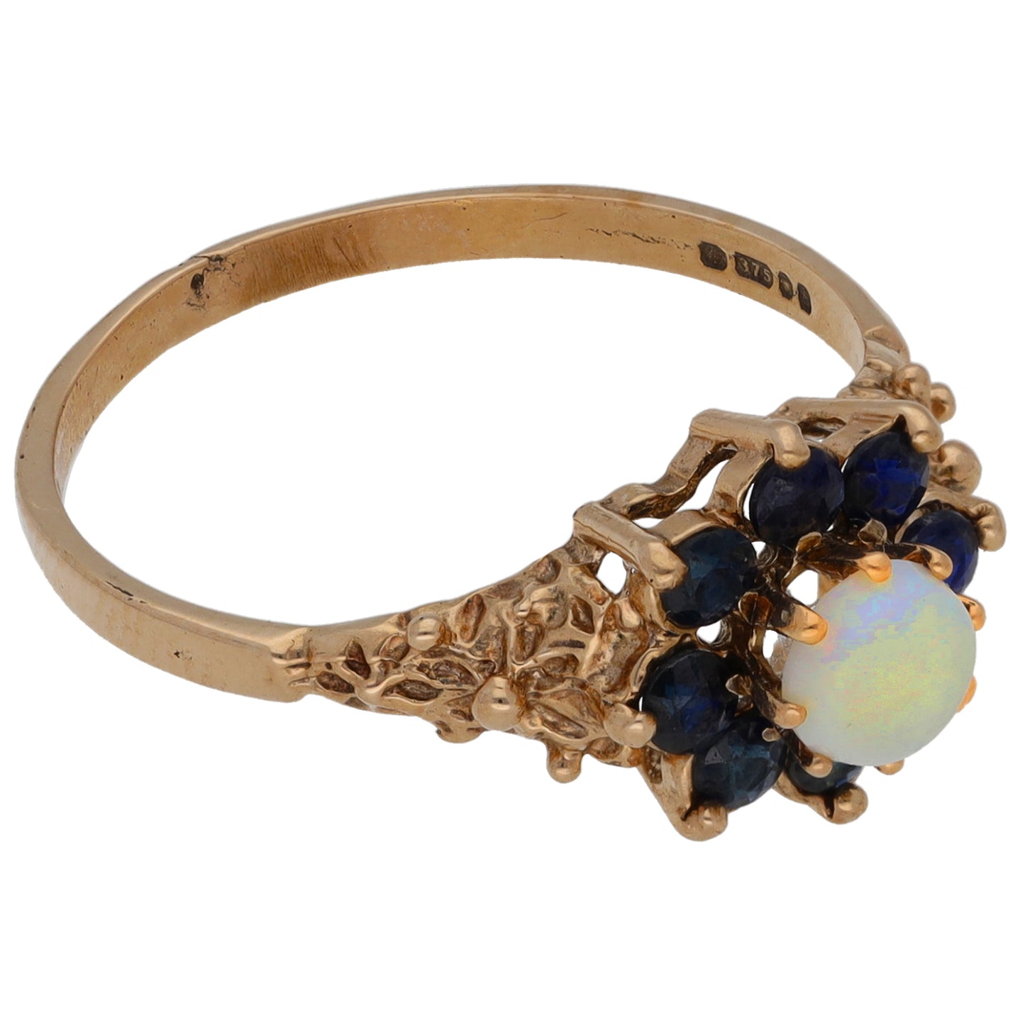 9ct Gold Opal & Sapphire Alternative Ring Size P