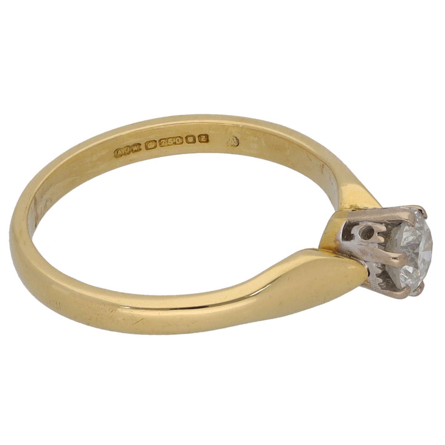 18ct Gold 0.45ct Diamond Solitaire Ring Size N