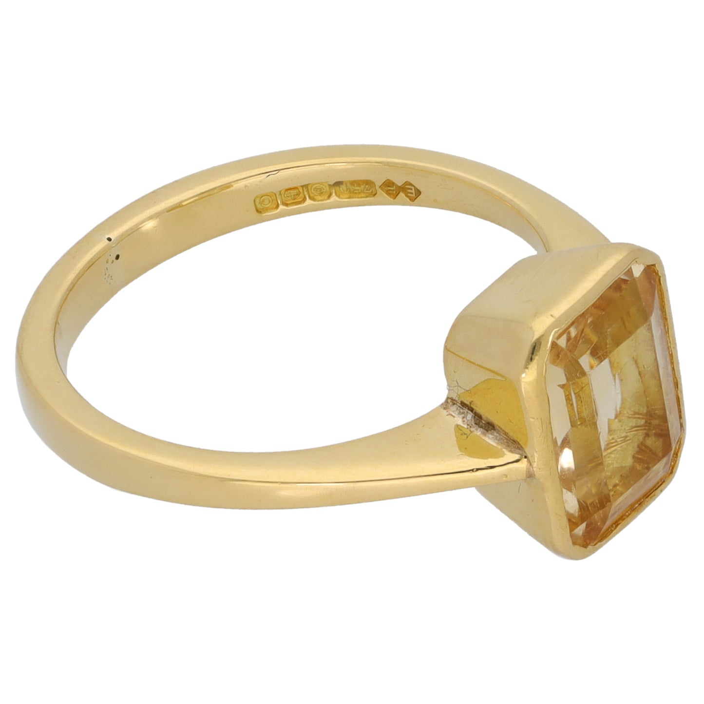 18ct Gold Citrine Single Stone Ring Size L