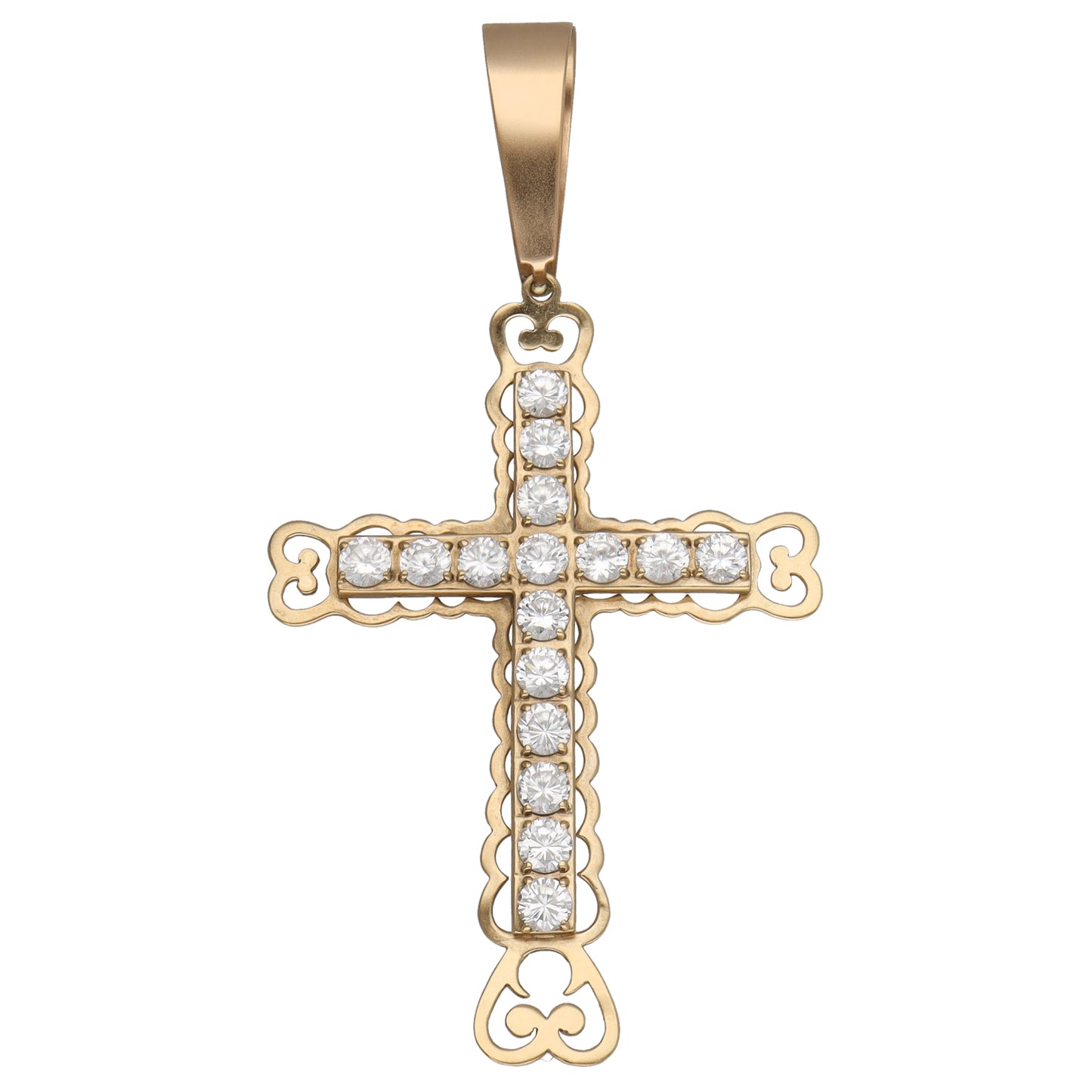 9ct Gold Cubic Zirconia Cross Pendant