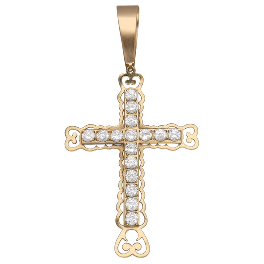 9ct Gold Cubic Zirconia Cross Pendant