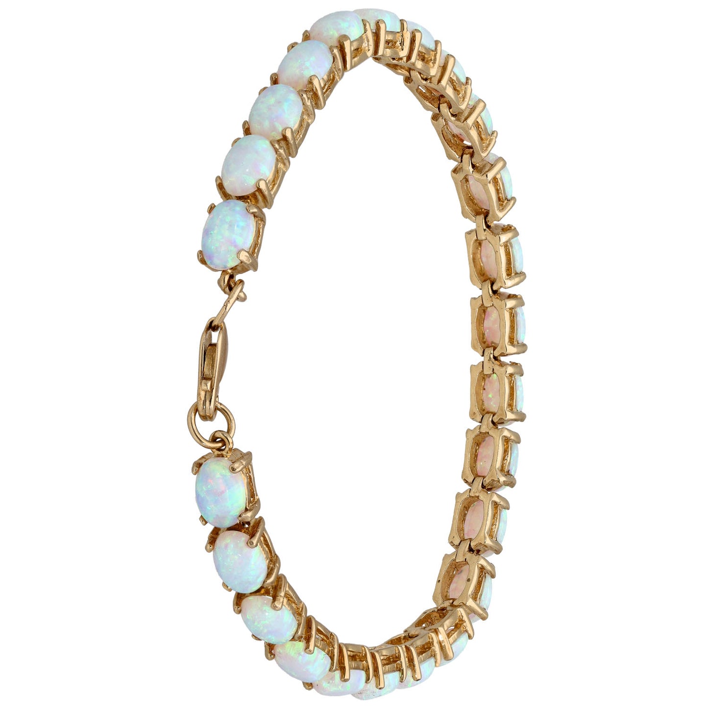 9ct Gold Man Made Opal Fancy Stone Set Bracelet