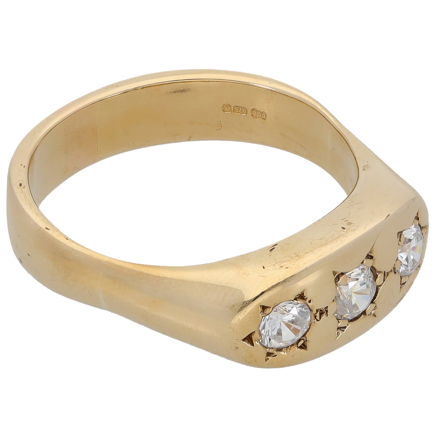 9ct Gold Cubic Zirconia Three Stone Ring Size W