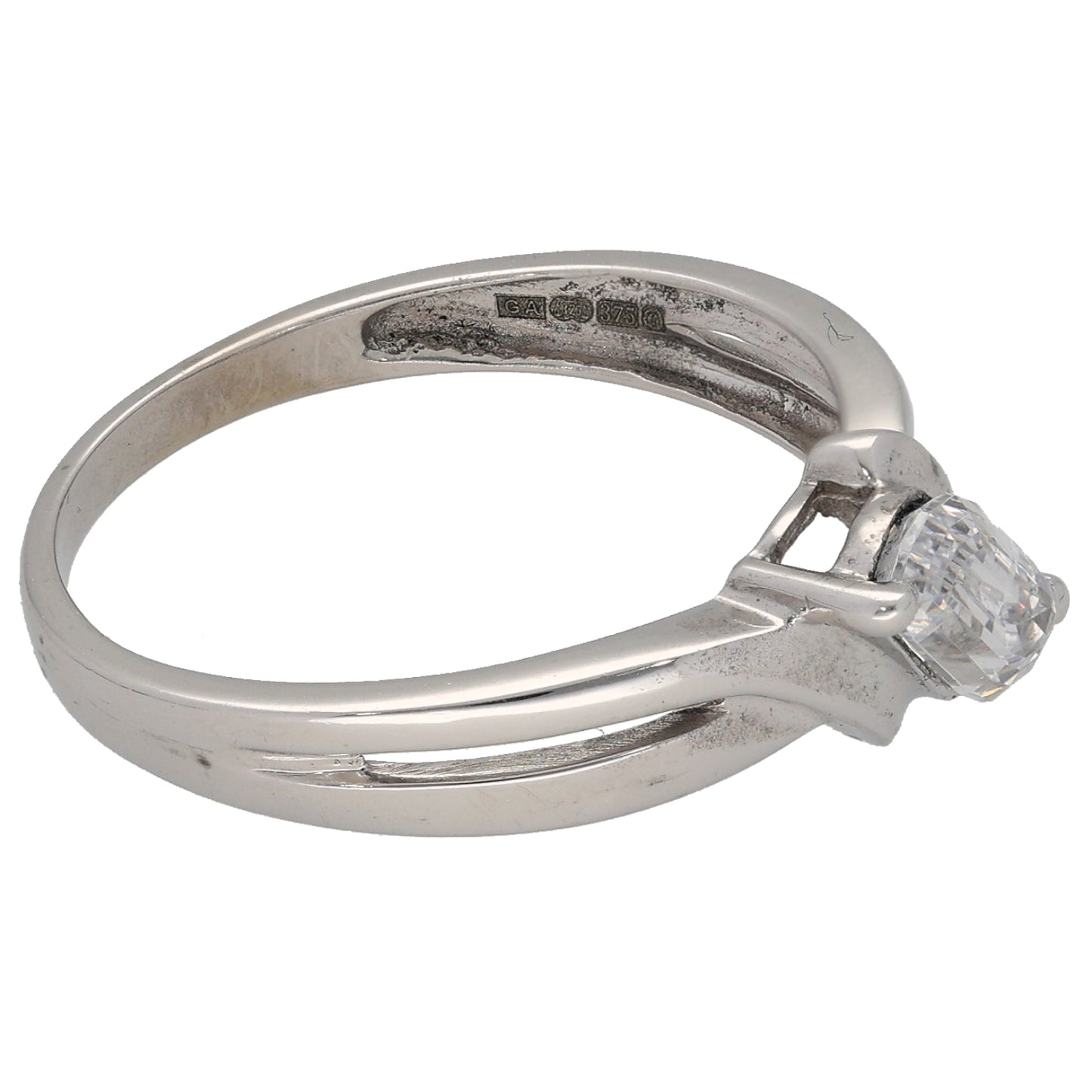 9ct White Gold Cubic Zirconia Single Stone Ring Size P