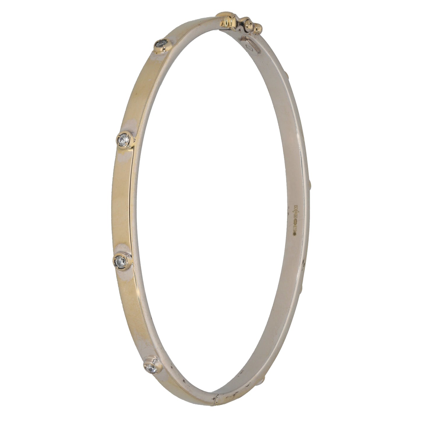 9ct White Gold Cubic Zirconia Hinged/Clasp Bangle