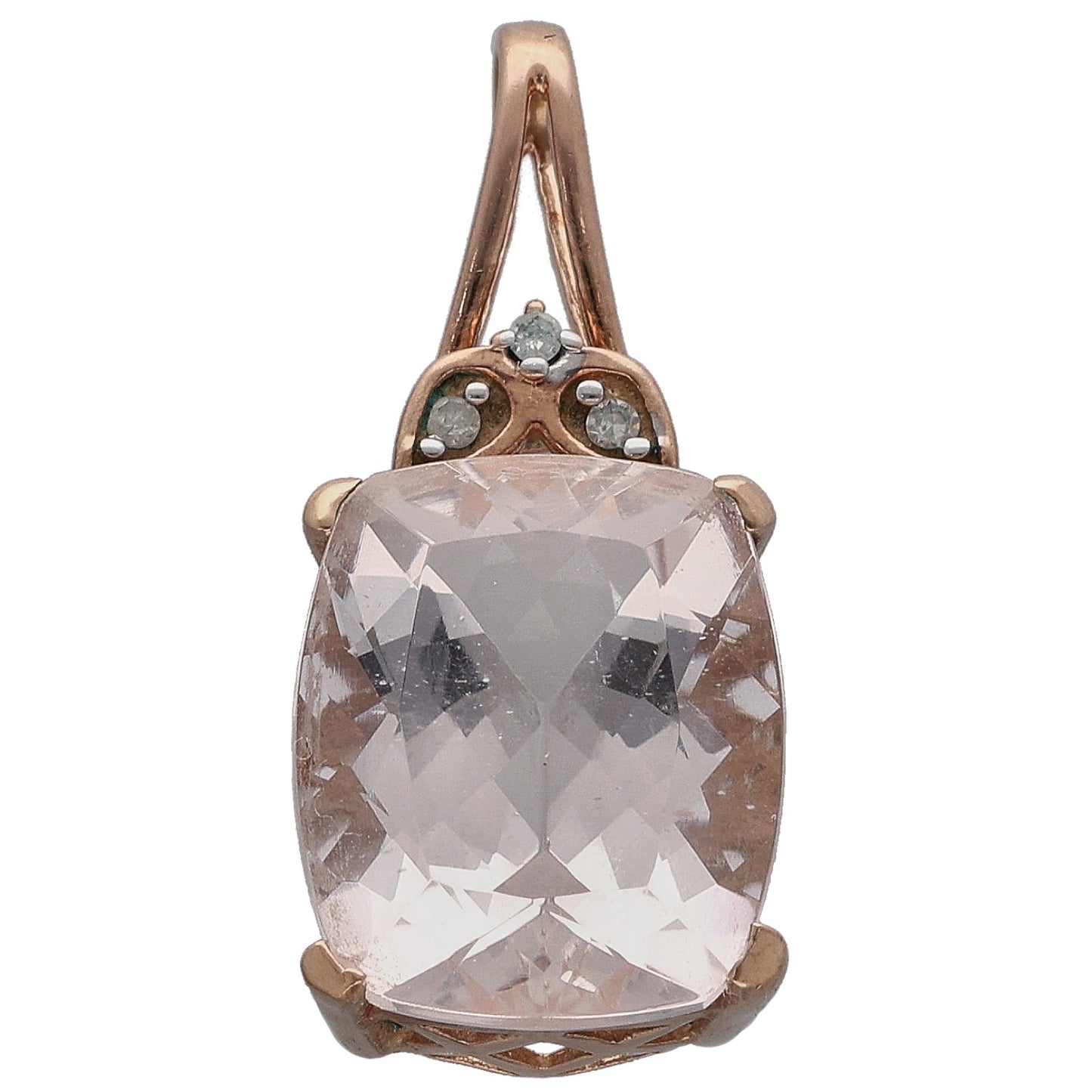 9ct Rose Gold Morganite & 0.03ct Diamond Dress/Cocktail Pendant