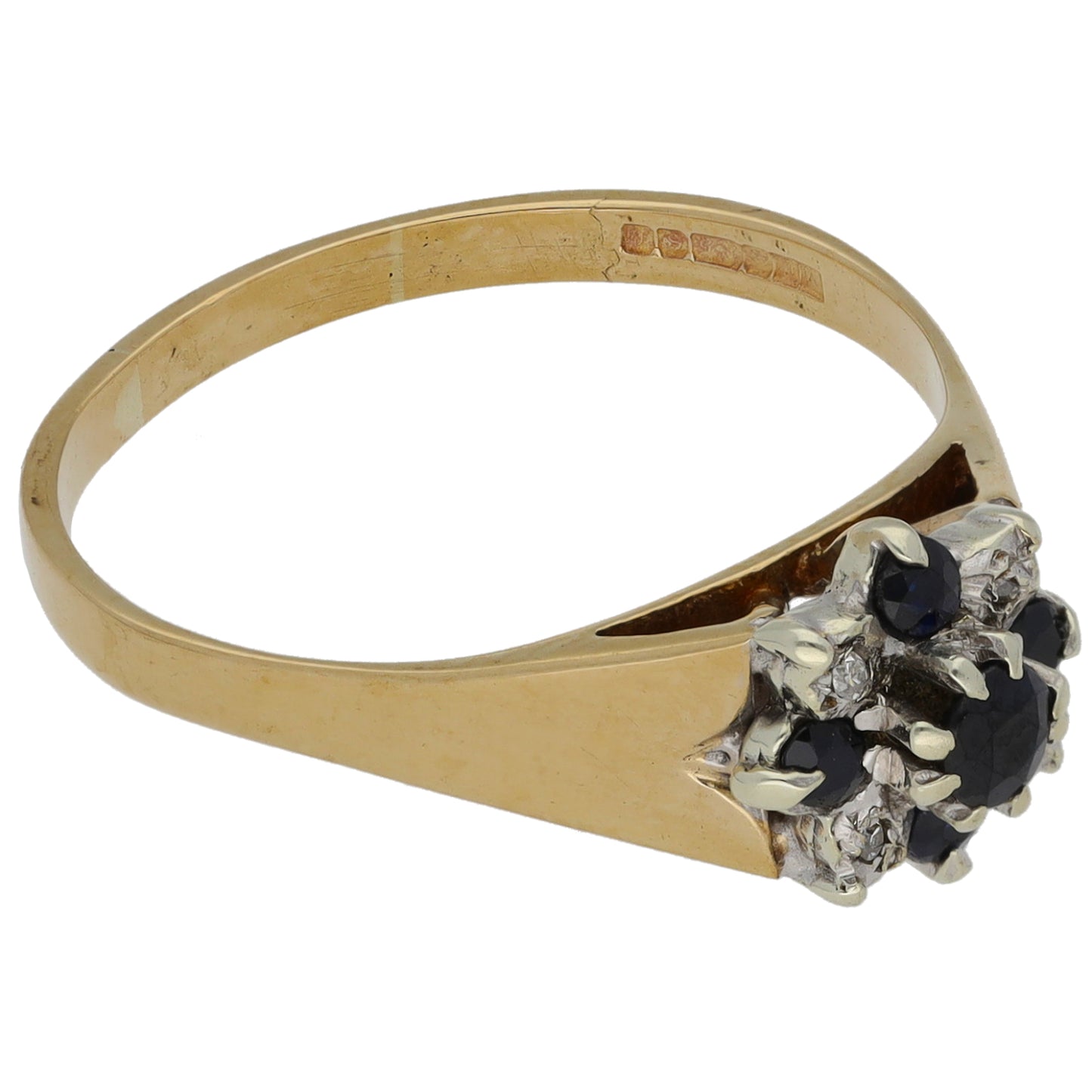 9ct Gold 0.02ct Diamond & Sapphire Cluster Ring Size P
