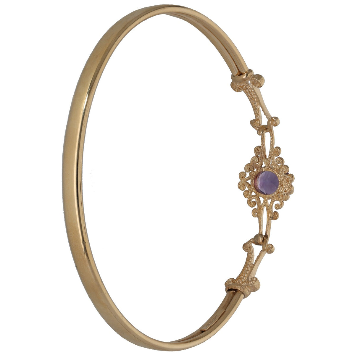 9ct Gold Amethyst Hinged/Clasp Bangle