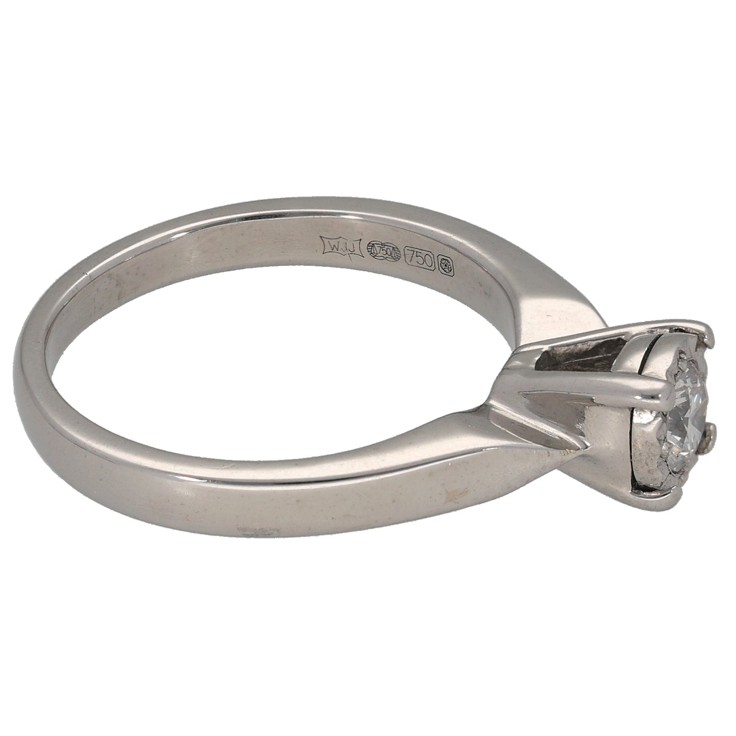 18ct White Gold 0.25ct Diamond Solitaire Ring Size M