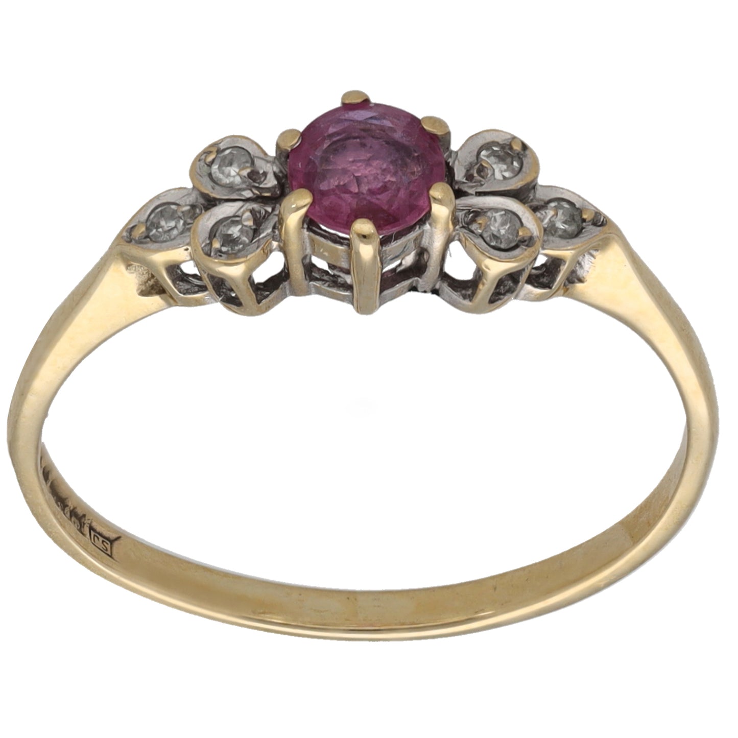 9ct Gold Sapphire & 0.03ct Diamond Dress/Cocktail Ring Size N