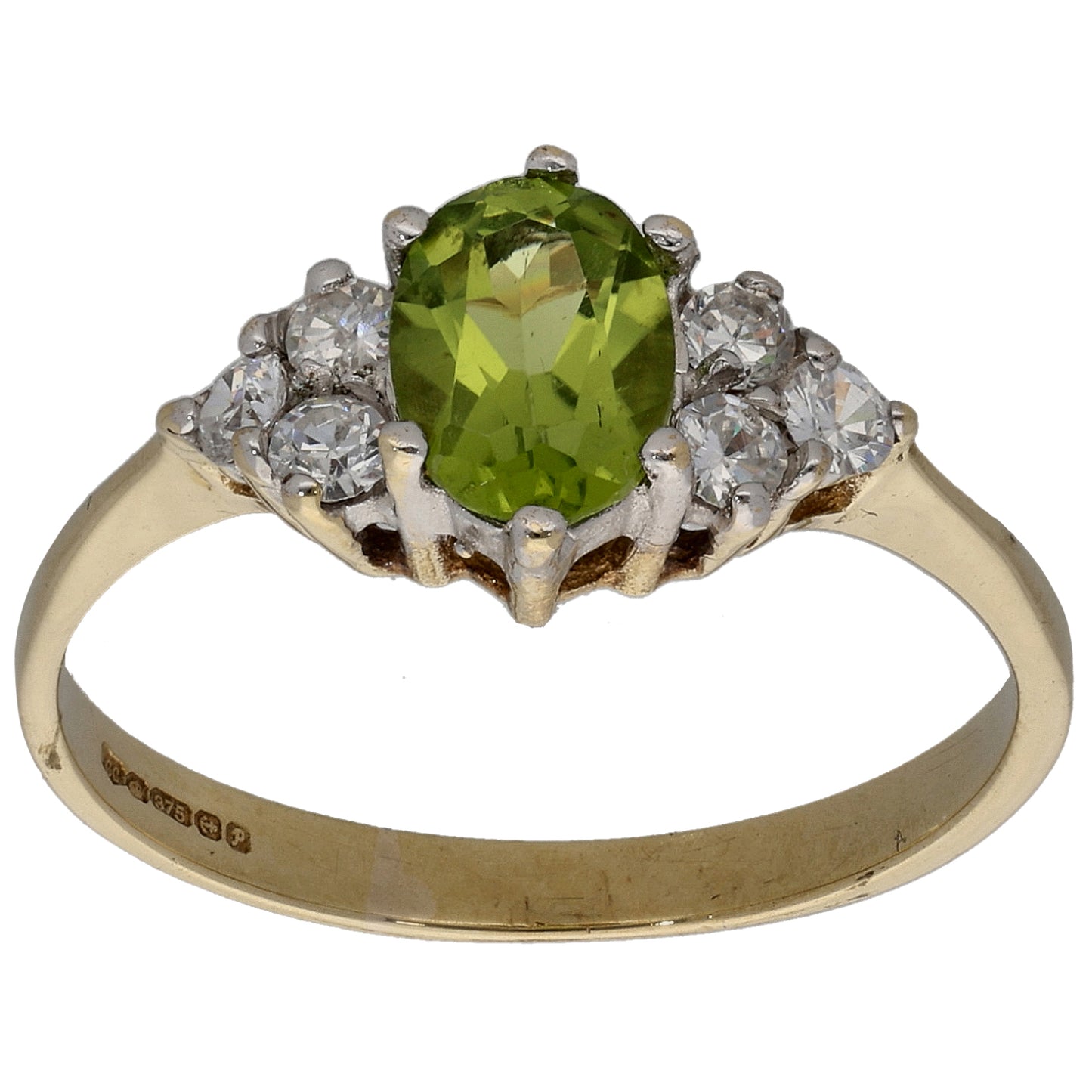 9ct Gold Peridot & Imitation Dress/Cocktail Ring Size N