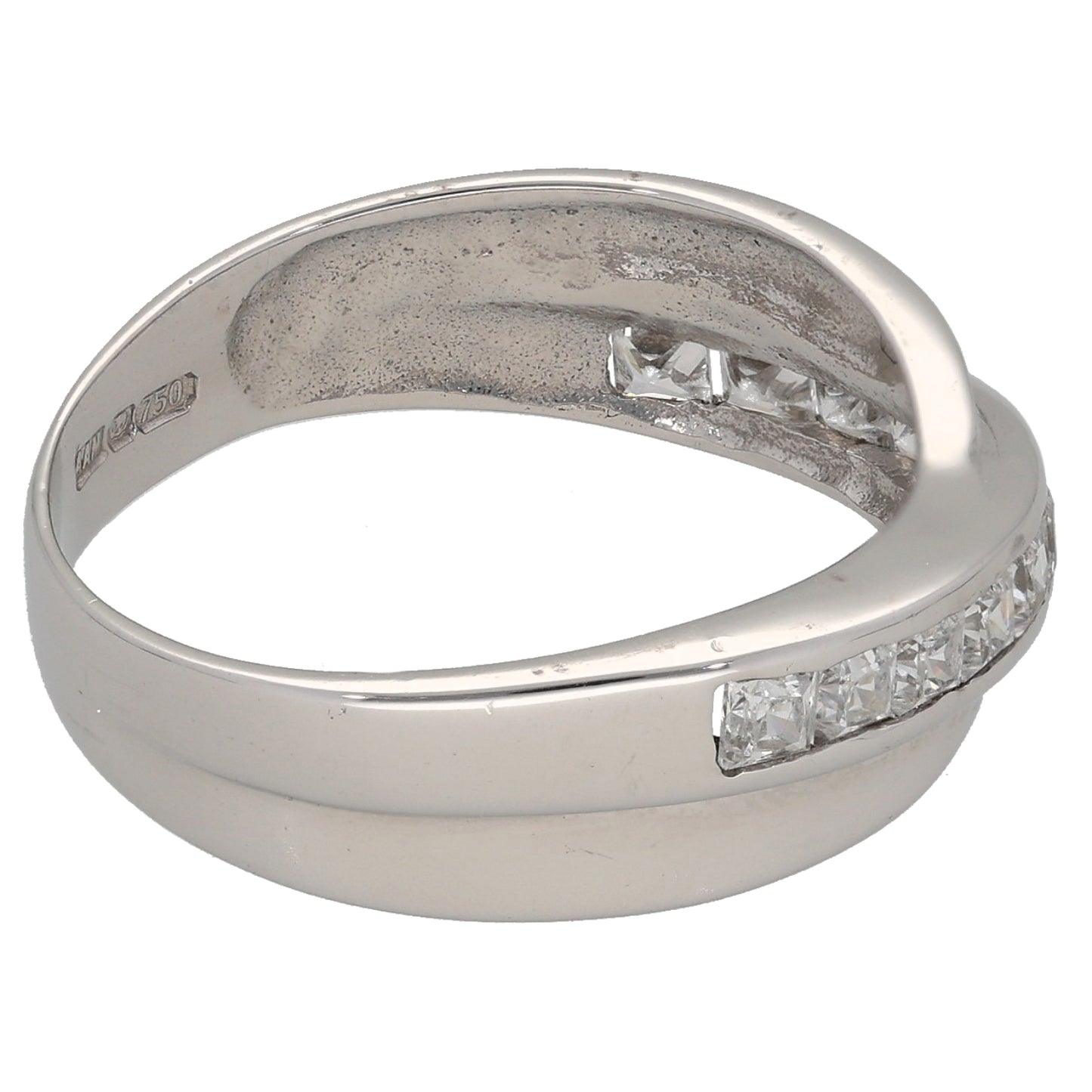 18ct White Gold Cubic Zirconia Half Eternity Ring Size P