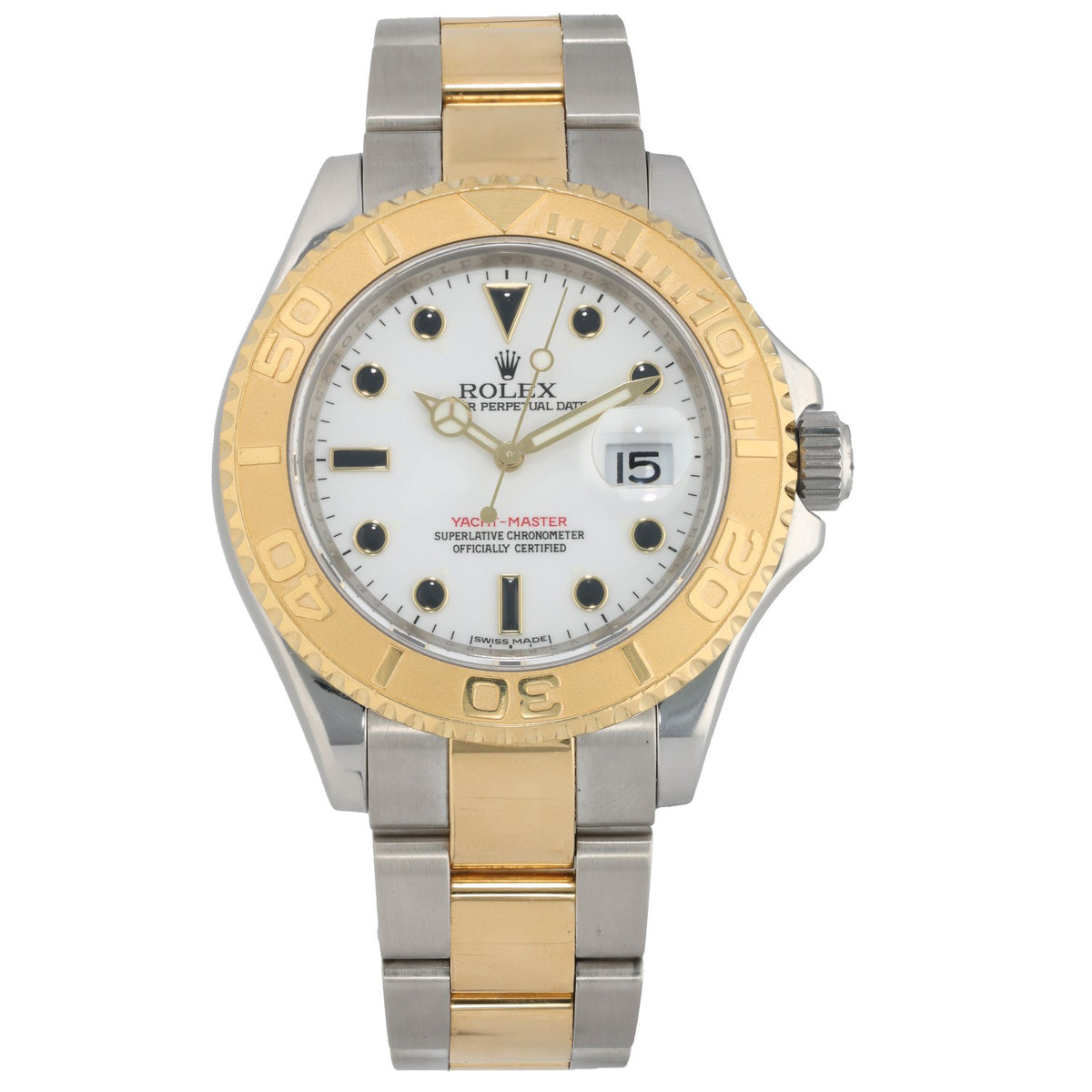 Rolex Yacht Master 16623, white dial in bi-colour case and bracelet