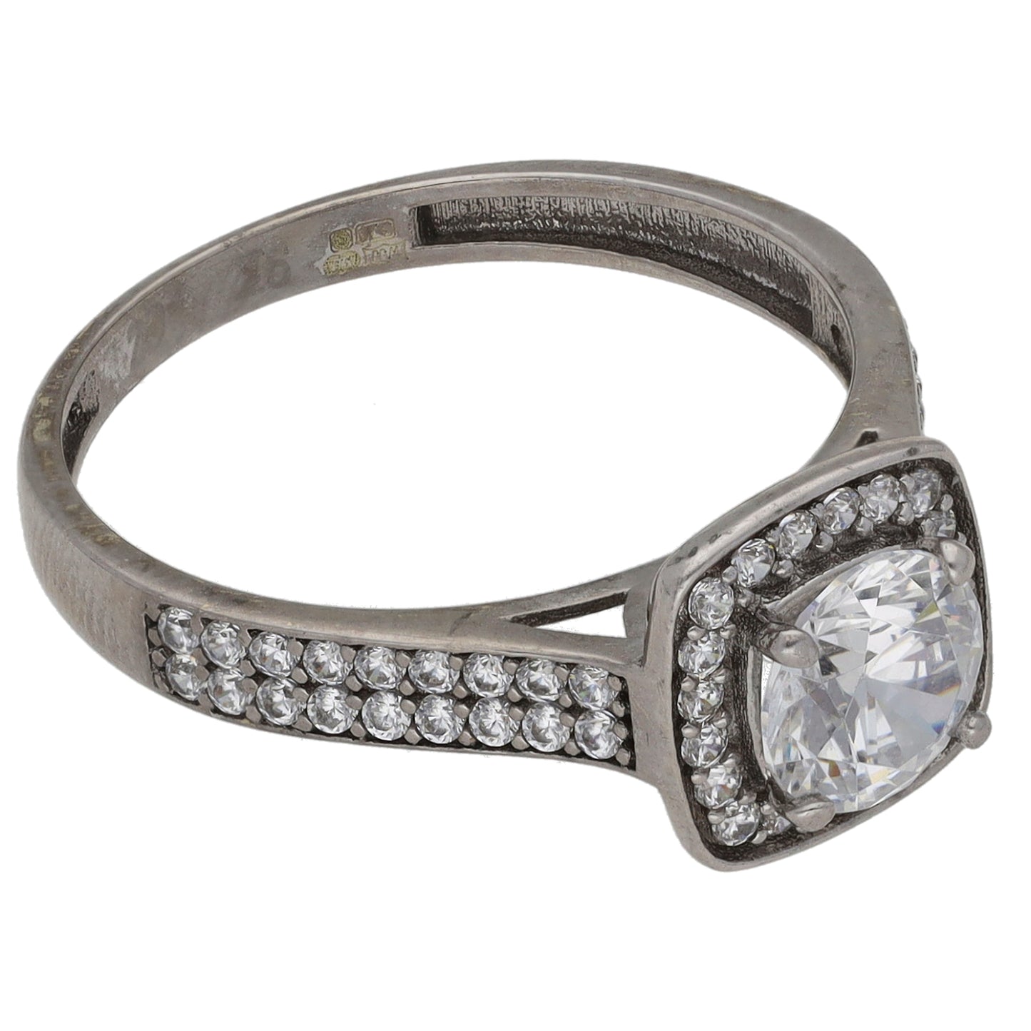 9ct White Gold Cubic Zirconia Halo Ring Size N