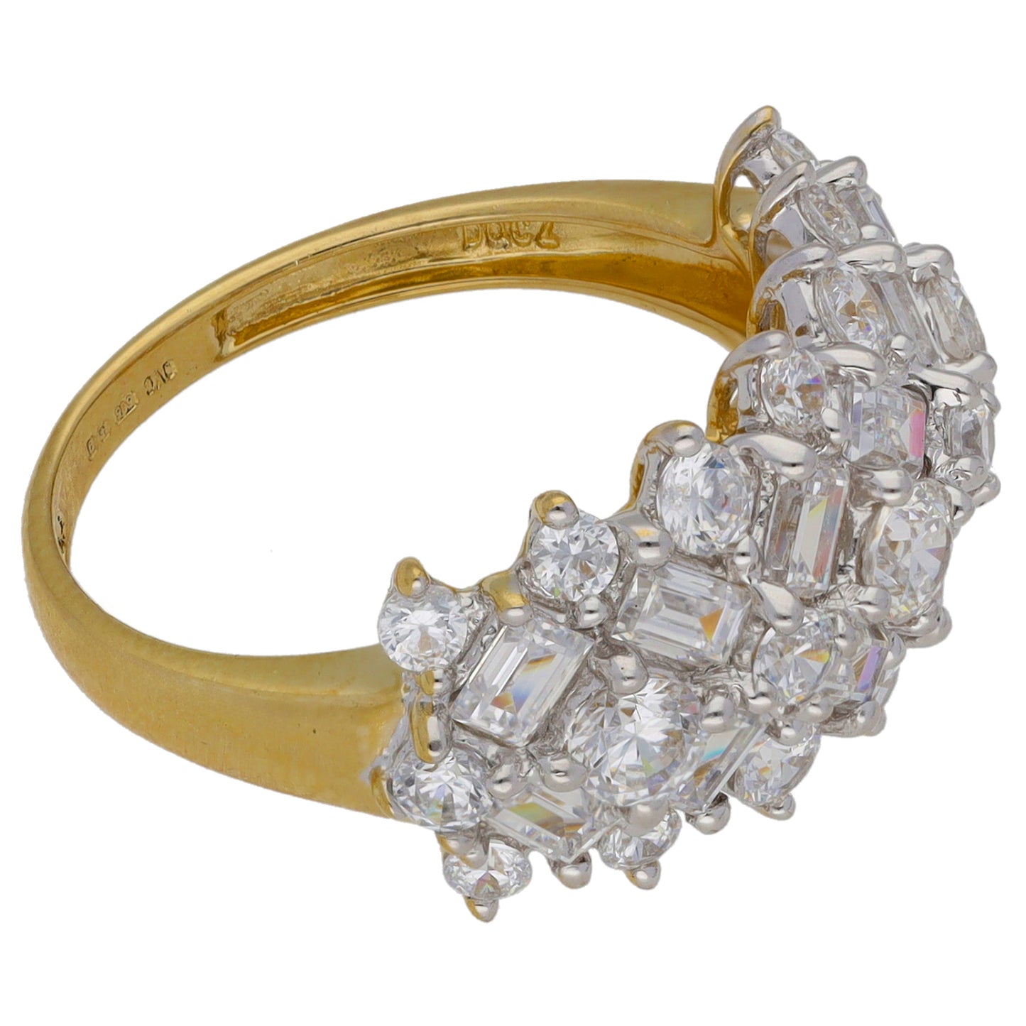 14ct Gold Cubic Zirconia Dress/Cocktail Ring Size L