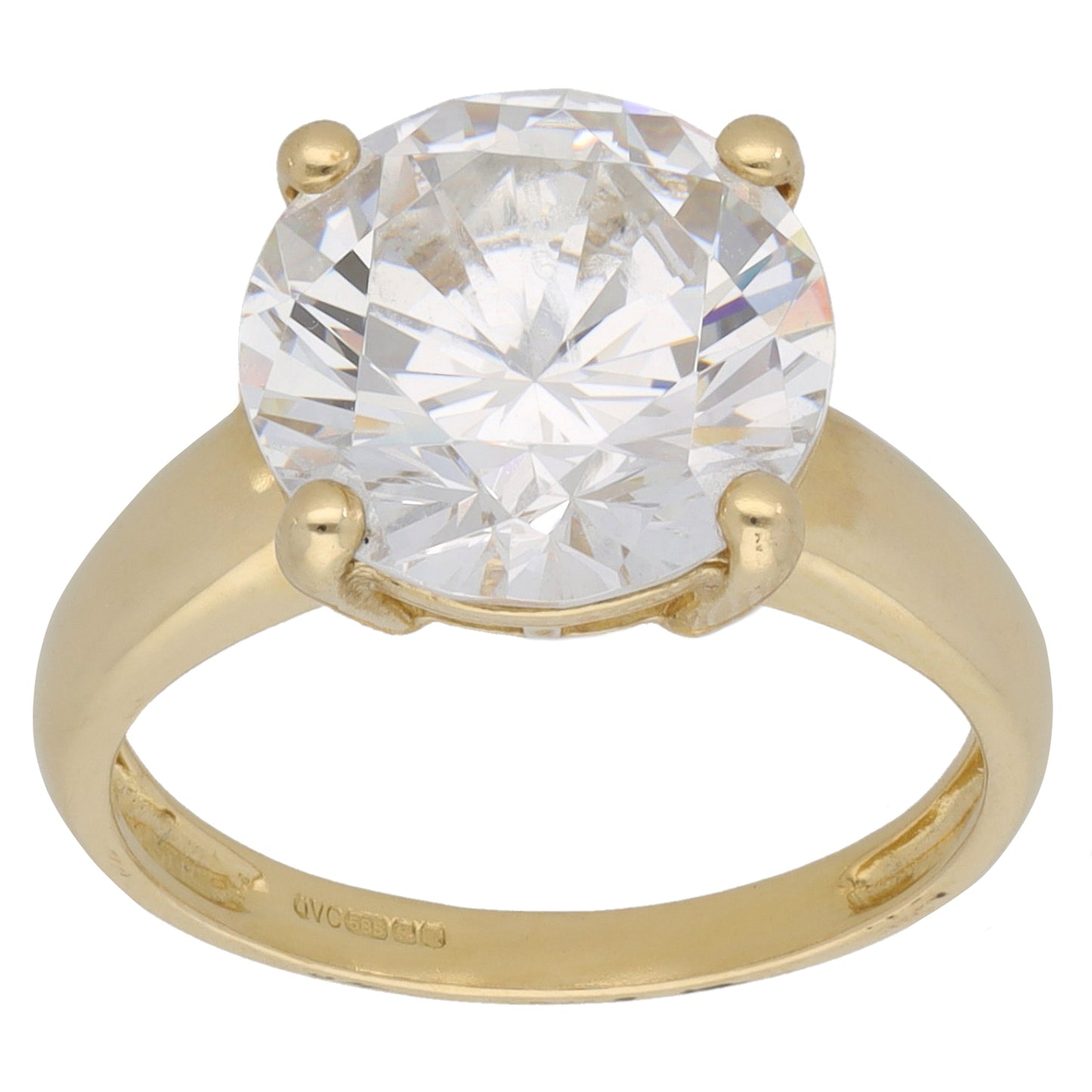 14ct Gold Cubic Zirconia Single Stone Ring Size L