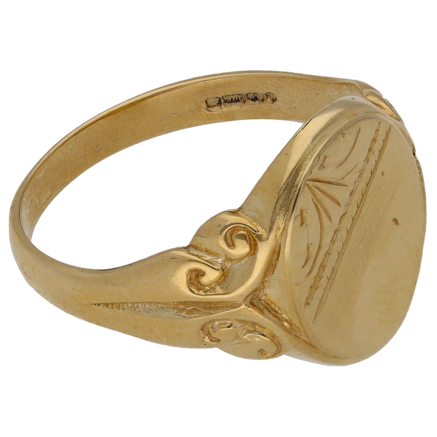 9ct Gold Patterned Signet Ring Size S