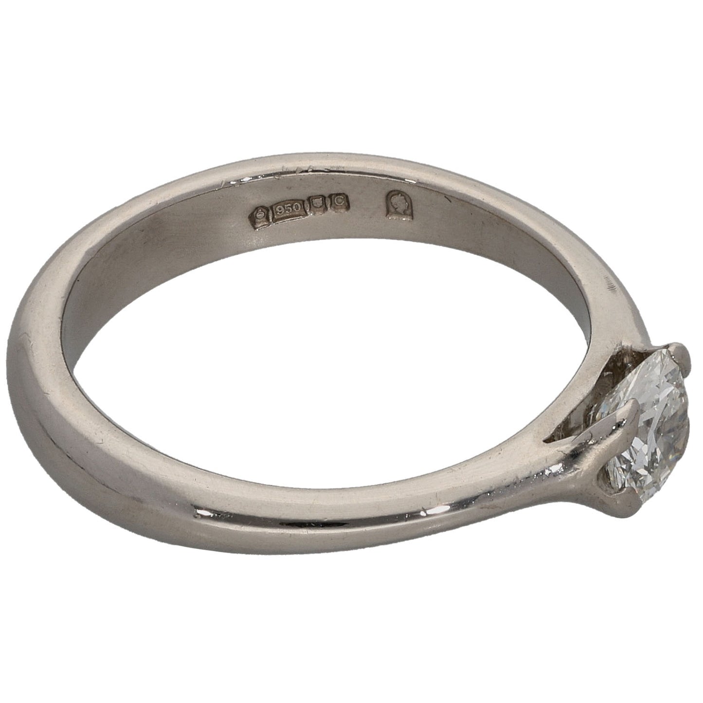 Platinum 0.50ct Diamond Solitaire Ring Size N