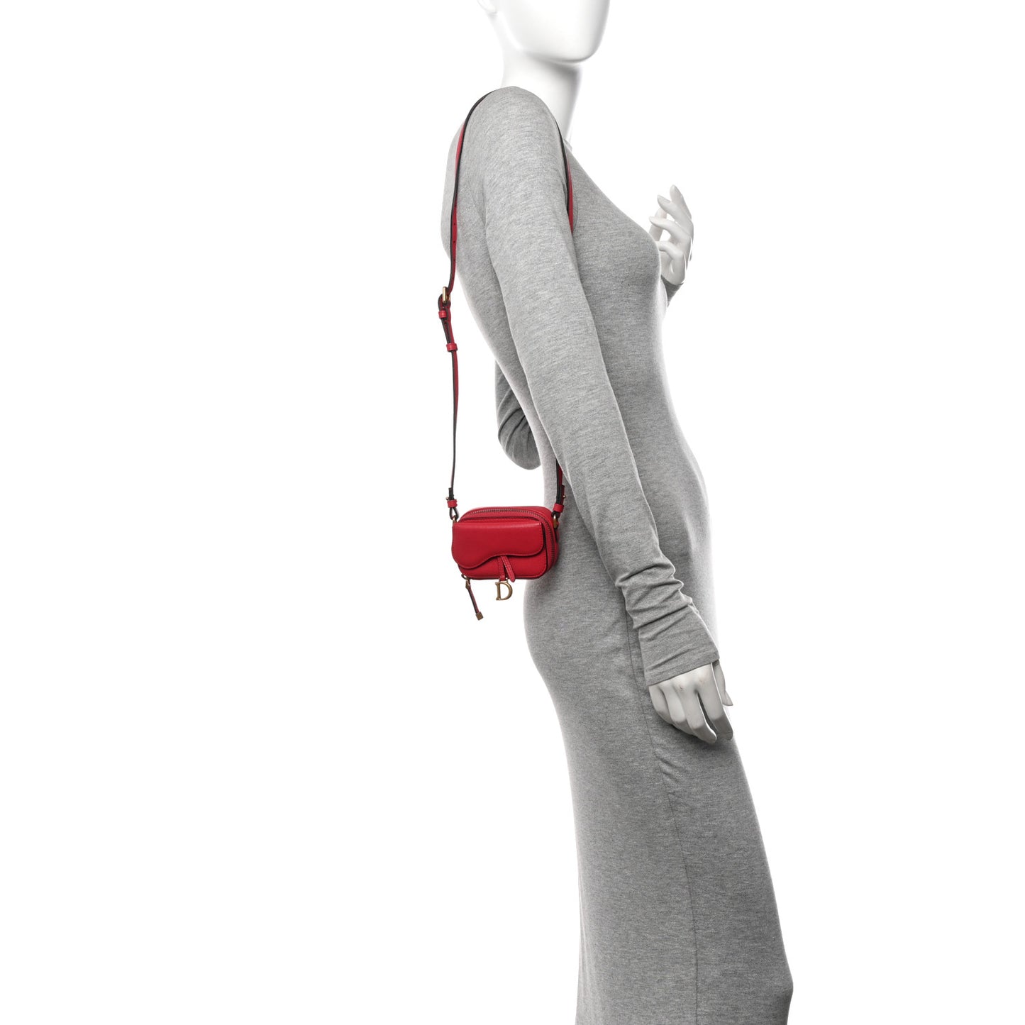 Christian Dior Mini Saddle Goatskin Leather Bag - Raspberry