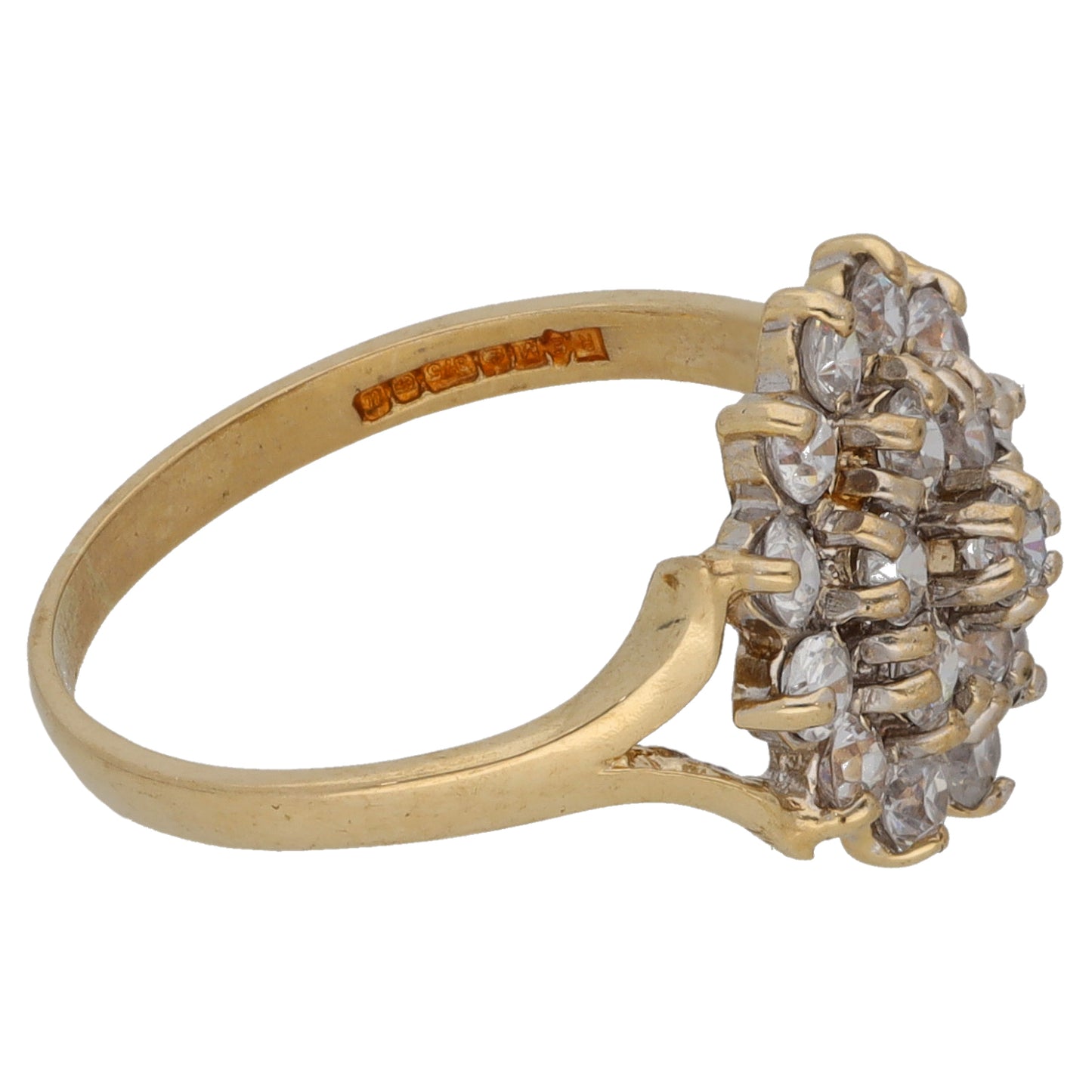 9ct Gold Cubic Zirconia Cluster Ring Size K
