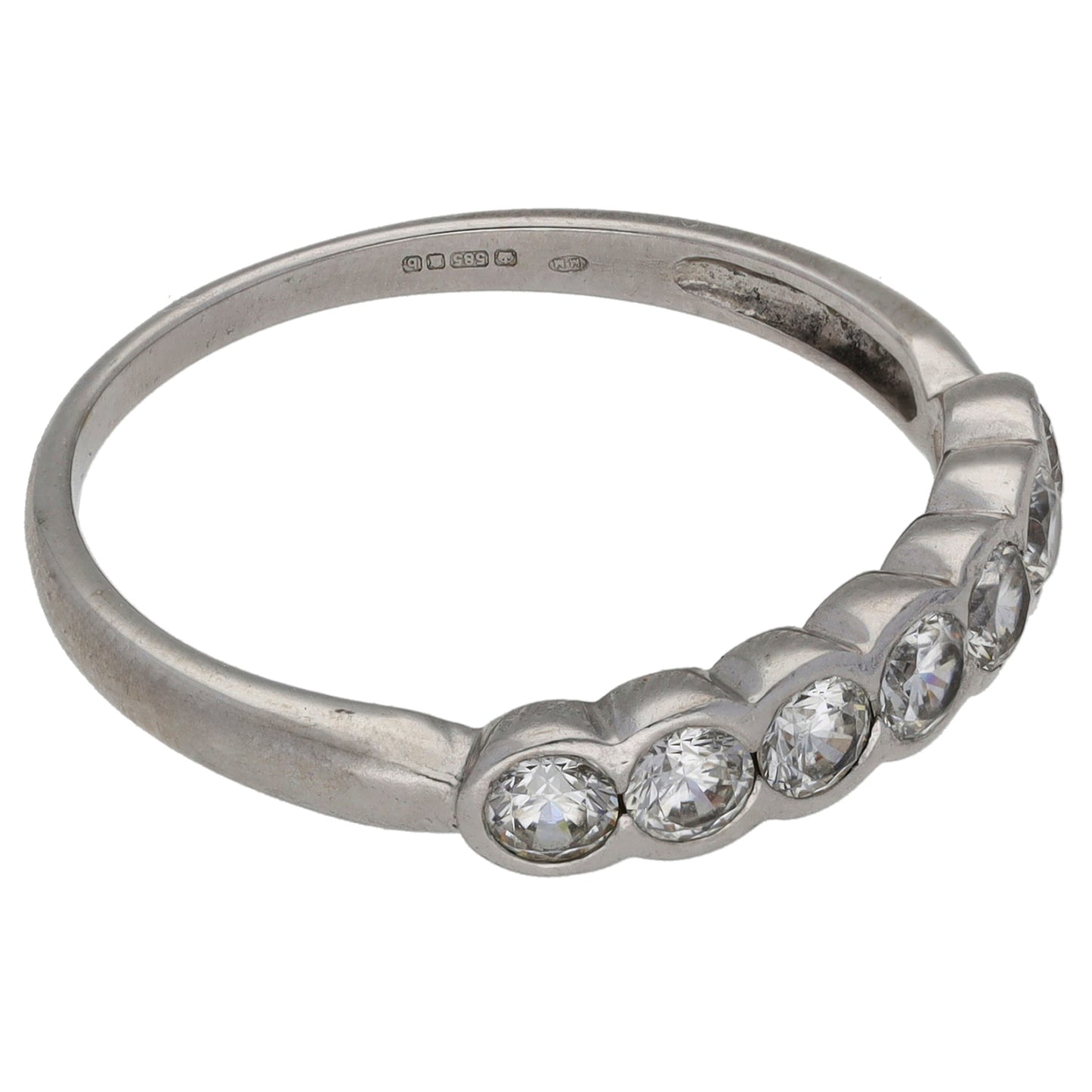 14ct White Gold Cubic Zirconia Half Eternity Ring Size S