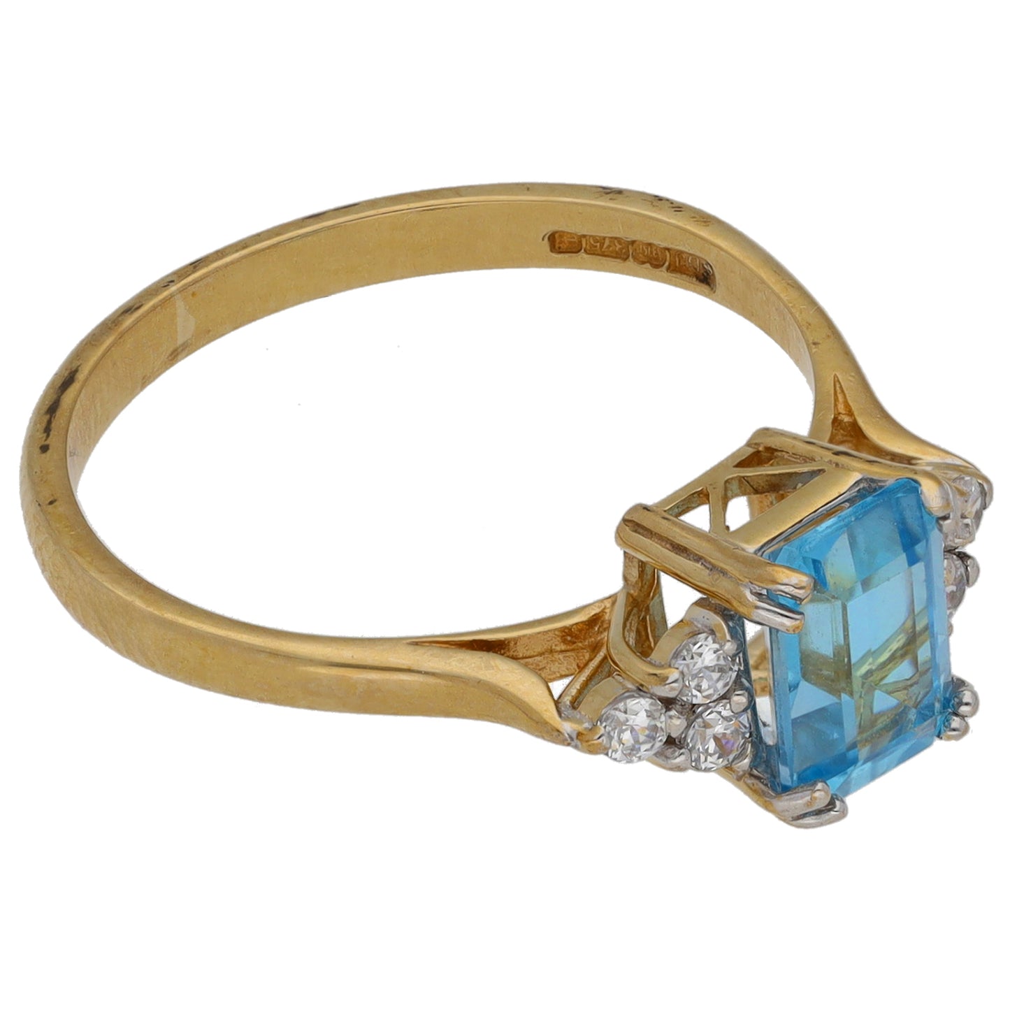 9ct Gold Topaz & Cubic Zirconia Dress/Cocktail Ring Size N