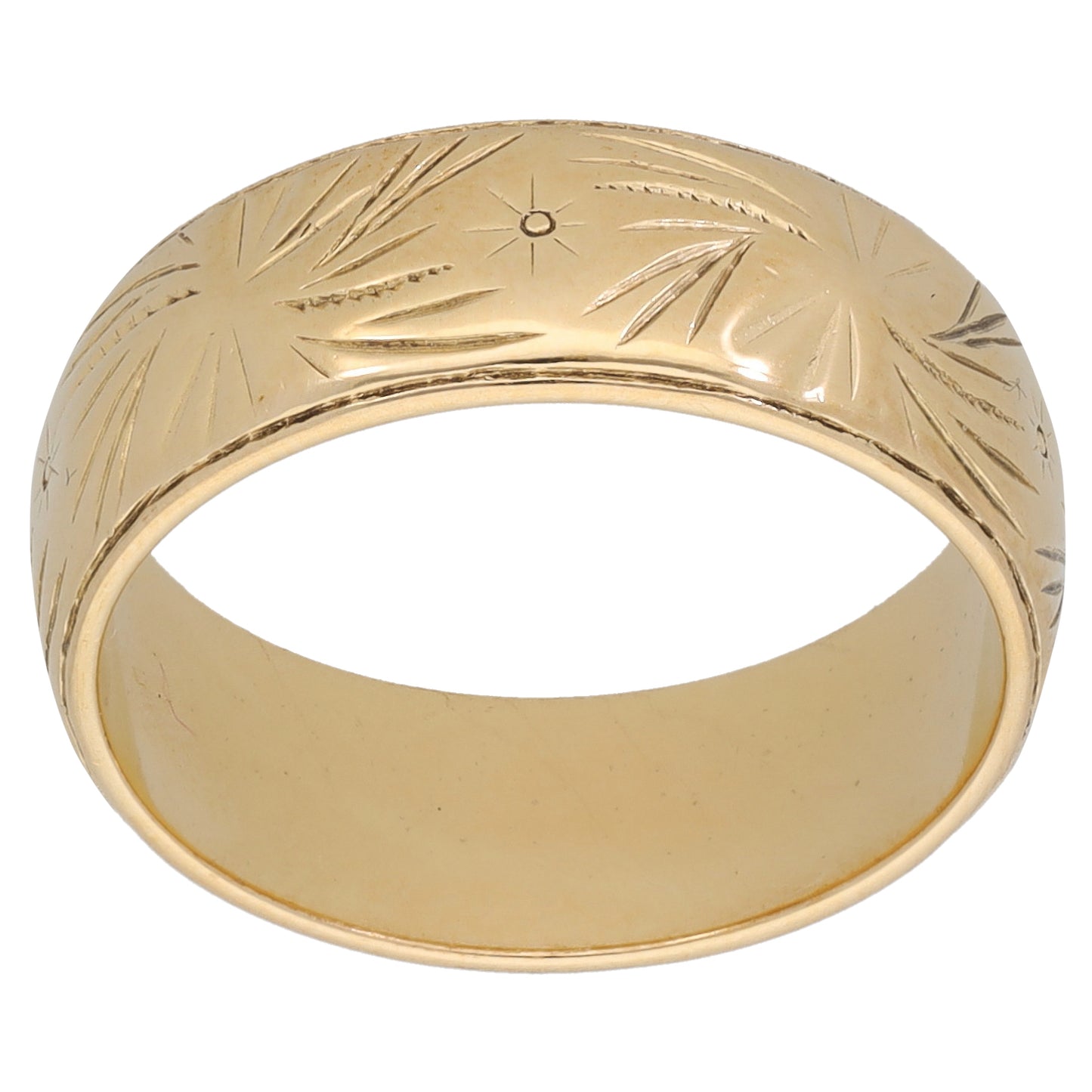 9ct Gold Patterned Wedding Ring Size O