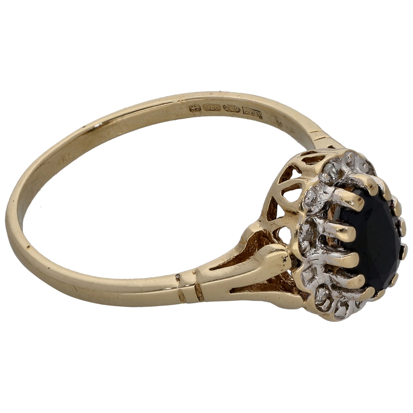 9ct Gold 0.03ct Diamond & Sapphire Dress/Cocktail Ring Size M