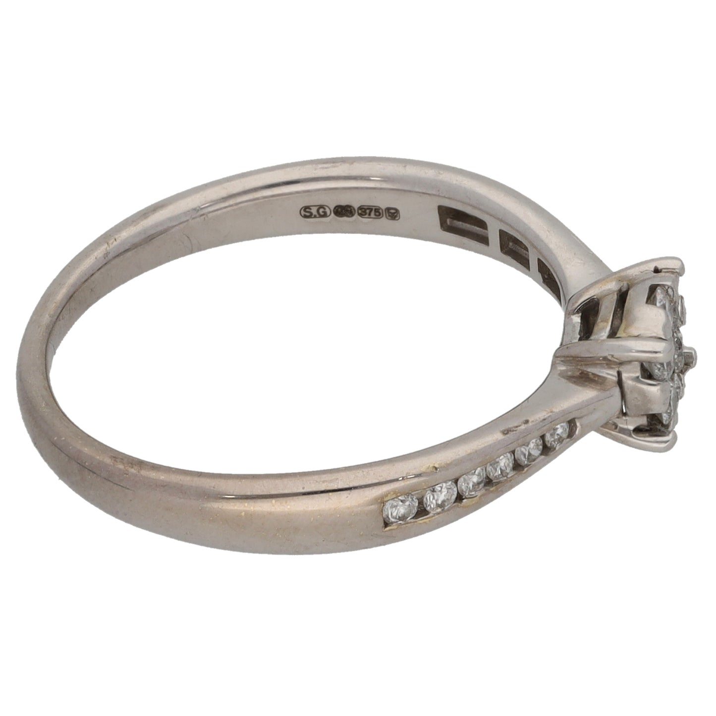 9ct White Gold 0.25ct Diamond Cluster Ring Size N