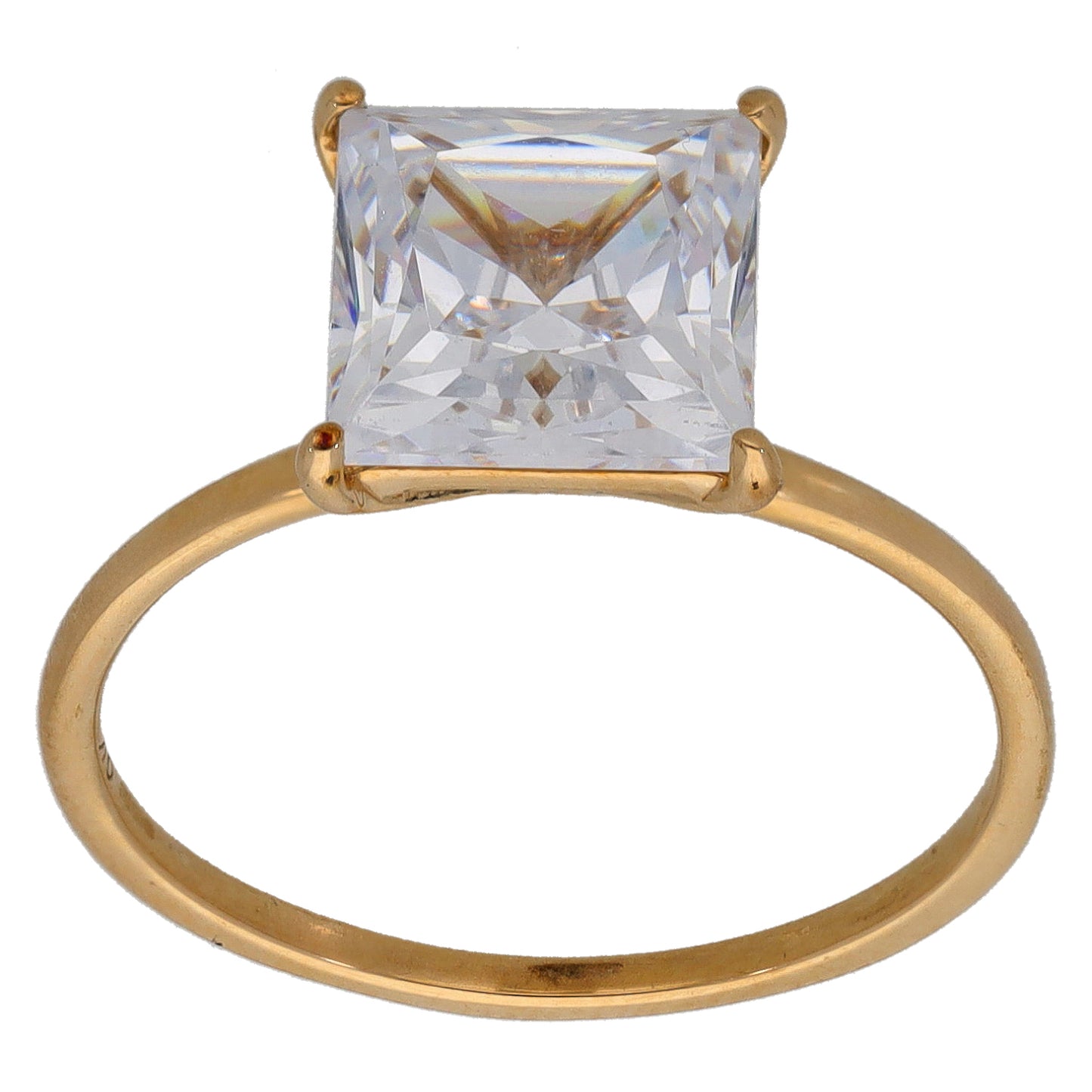 9ct Gold Cubic Zirconia Single Stone Ring Size N