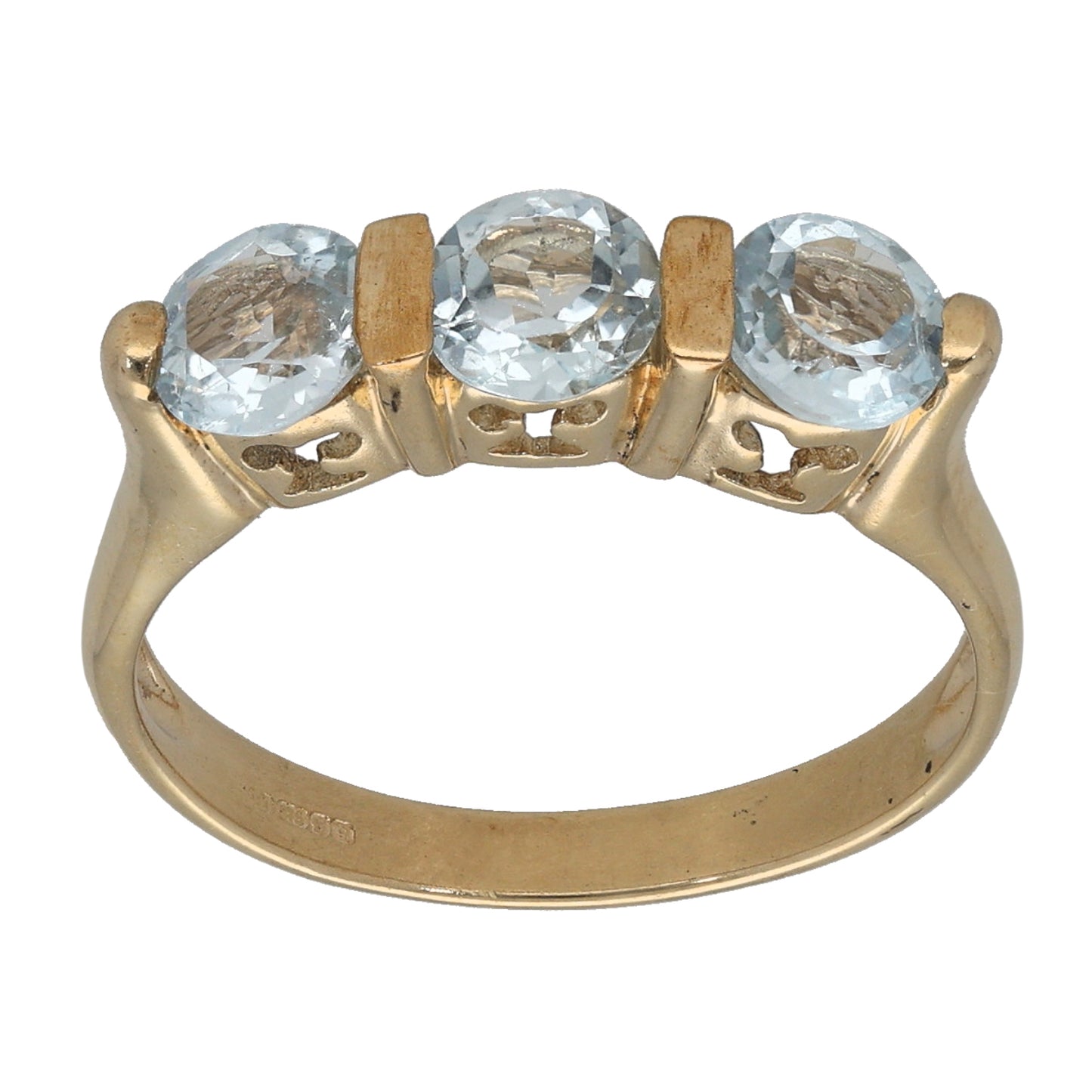 9ct Gold Topaz Trilogy Ring Size N