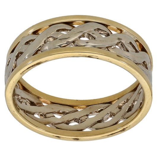 9ct Bi-Colour Gold Shaped Wedding Ring Size K