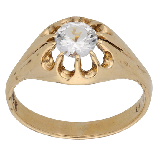 9ct Gold Cubic Zirconia Single Stone Ring Size P