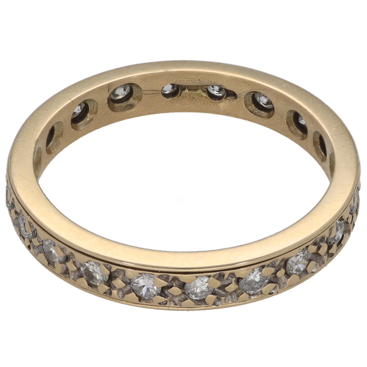 9ct gold eternity ring with round diamonds set around the full band
