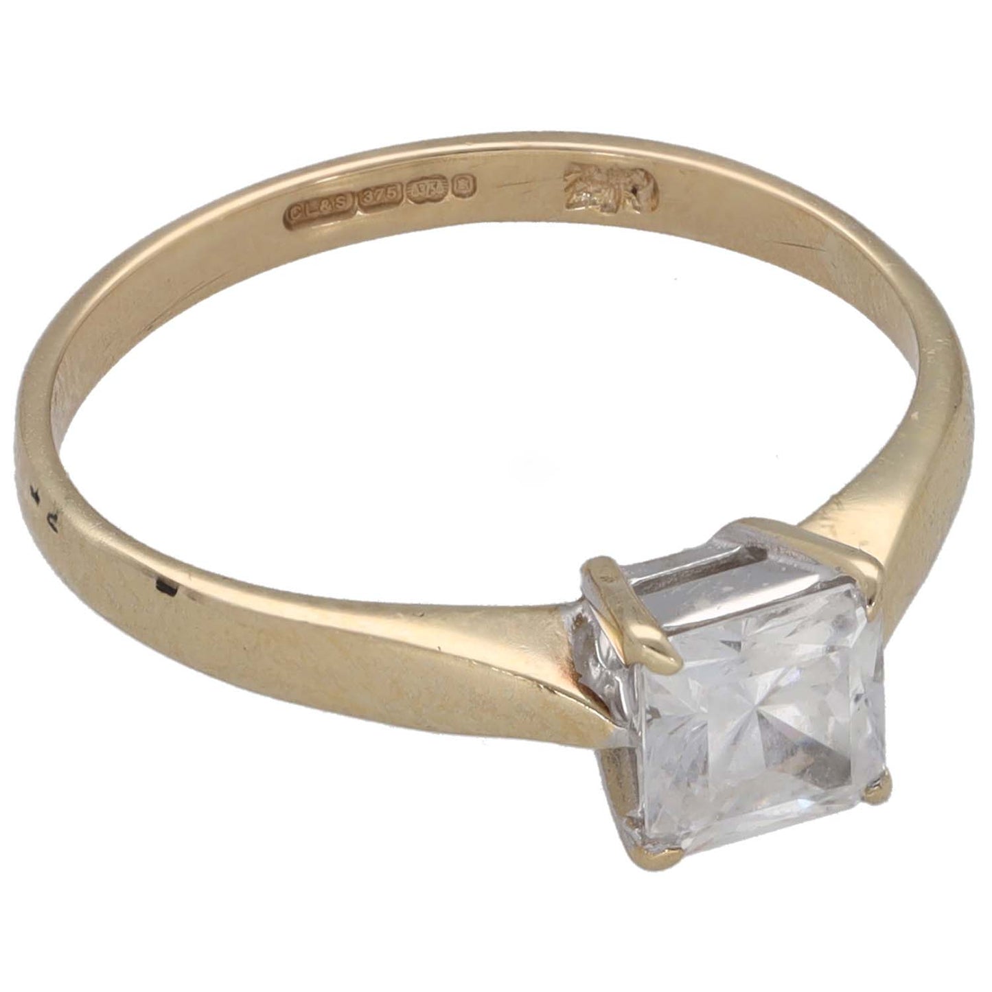 9ct Gold Cubic Zirconia Single Stone Ring Size L