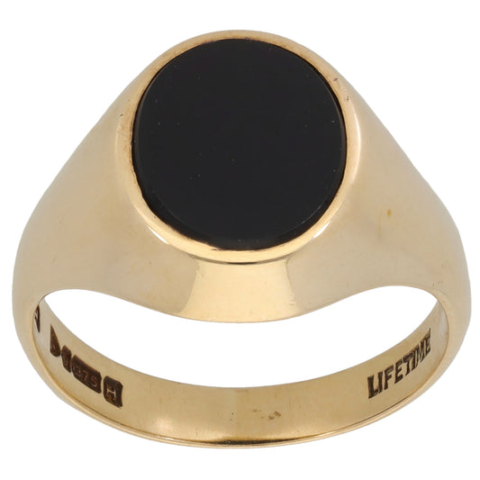 9ct Gold Onyx Signet Ring Size Q